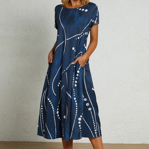 Lässiges Lines Blaues Kleid