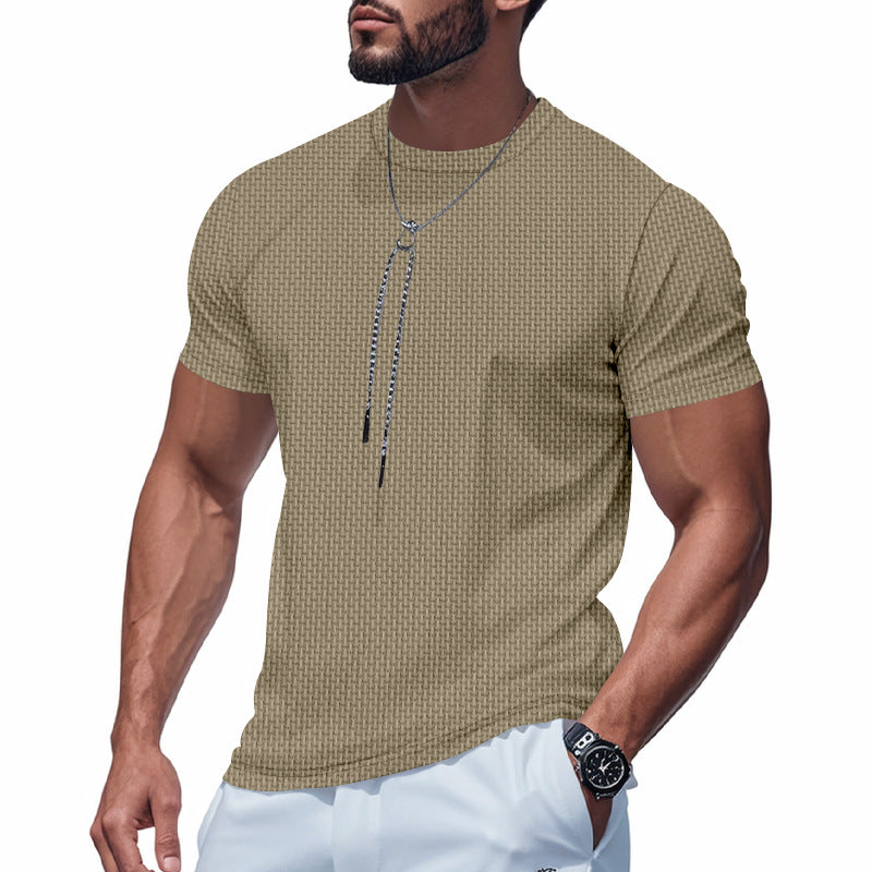 Herren Kurzarm T-Shirt mit strukturiertem Design und atmungsaktiver Baumwolle Heidi-Mode