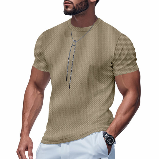 Herren Kurzarm T-Shirt mit strukturiertem Design und atmungsaktiver Baumwolle Heidi-Mode