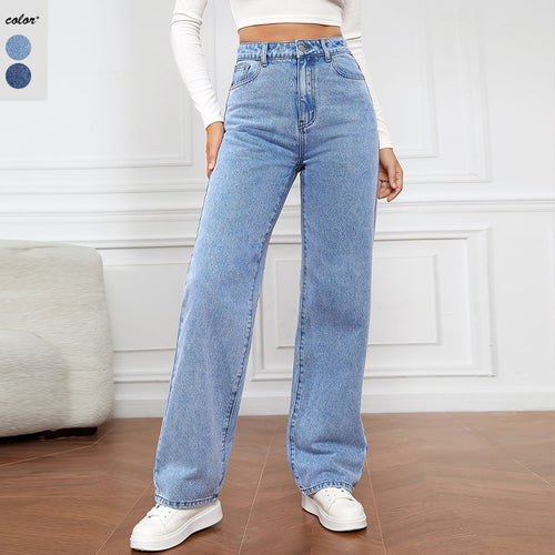 Damen Hoch geschnittene weite Jeans im Vintage-Stil Heidi-Mode