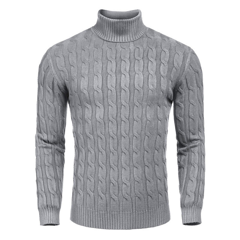 Herren modischer Rollkragenpullover mit Zopfmuster Heidi-Mode