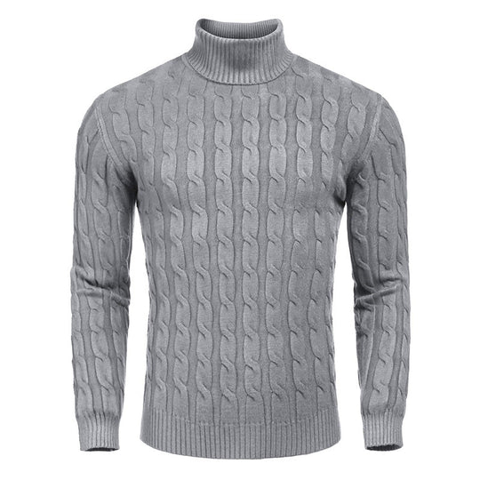 Herren modischer Rollkragenpullover mit Zopfmuster Heidi-Mode