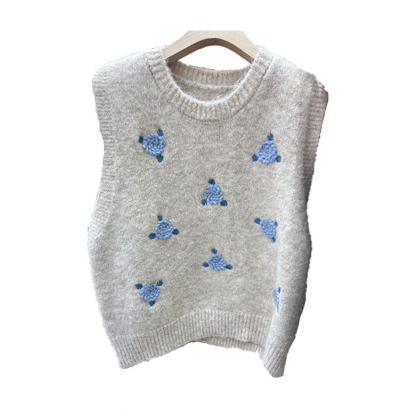 Damen Strickpullover mit floralem Muster Heidi-Mode