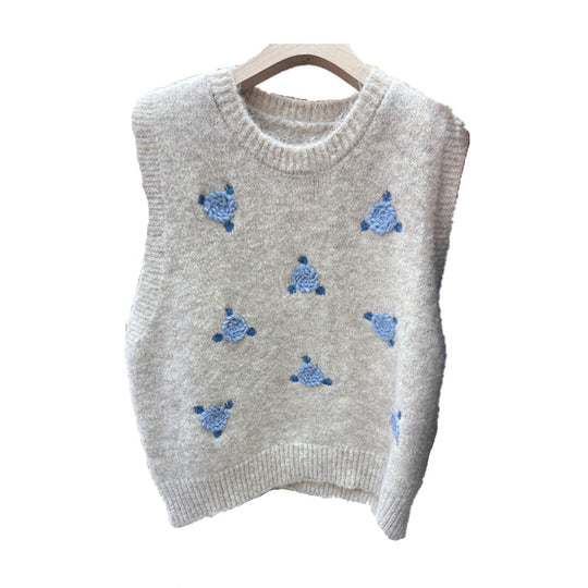 Damen Strickpullover mit floralem Muster Heidi-Mode