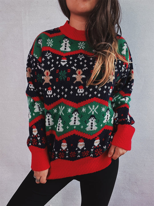 Damen Weihnachts-Pullover mit festlichem Design und strukturiertem Strick Heidi-Mode
