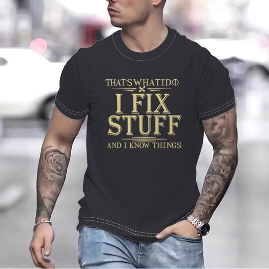 Herren T-Shirt mit humorvollem Aufdruck und hochwertiger Baumwollmischung Heidi-Mode