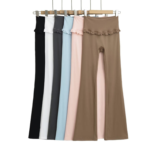 Damen Leggings mit Volantbund und figurformendem Schnitt Heidi-Mode