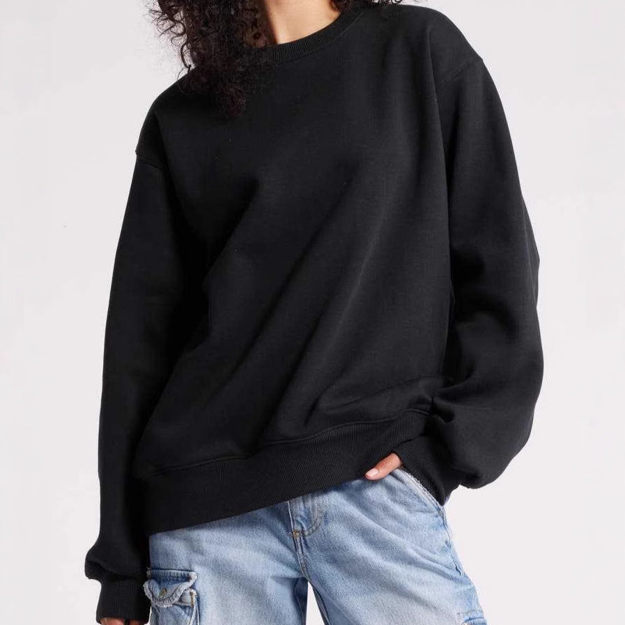 Damen entspannter Sweatshirt mit klassischem Rundhalsausschnitt Heidi-Mode