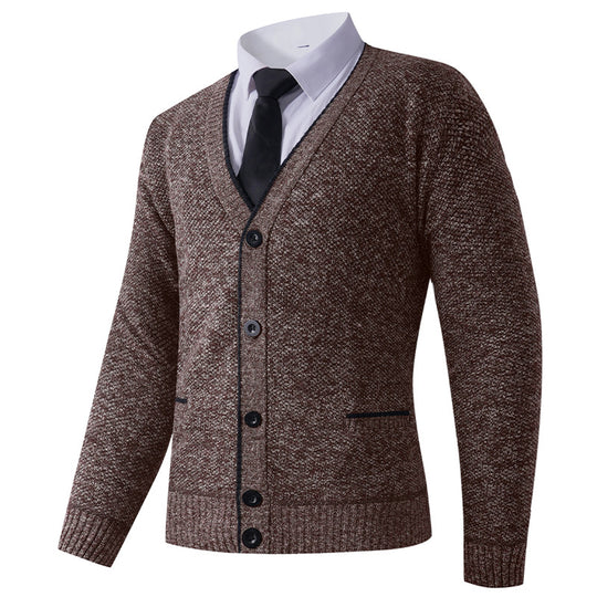 Herren Strickjacke mit V-Ausschnitt und klassischem Design Heidi-Mode