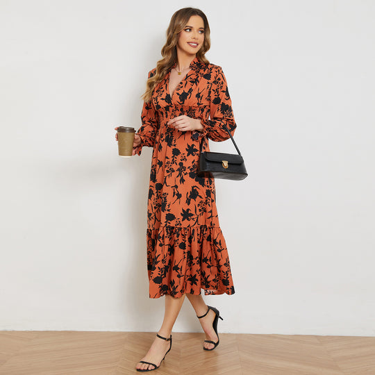 Damen Midikleid mit schmeichelhaftem Schnitt und floralem Design Heidi-Mode