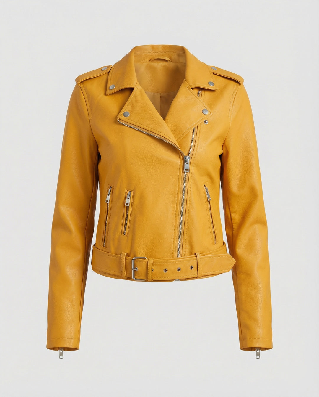 Damen Kunstleder Bikerjacke tailliert geschnitten