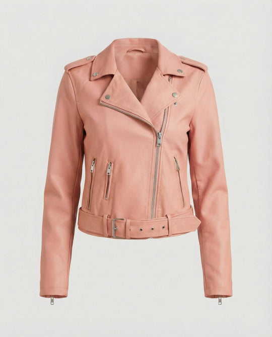 Damen Kunstleder Bikerjacke tailliert geschnitten