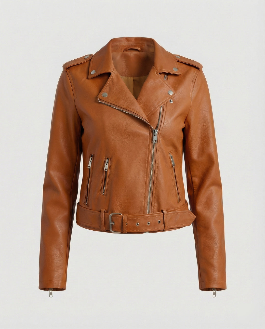 Damen Kunstleder Bikerjacke tailliert geschnitten