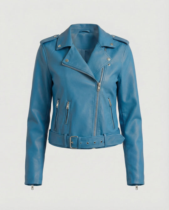 Damen Kunstleder Bikerjacke tailliert geschnitten