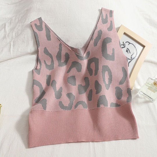 Damen gemütliches Strick-Loungewear-Set mit Leopardenmuster Heidi-Mode