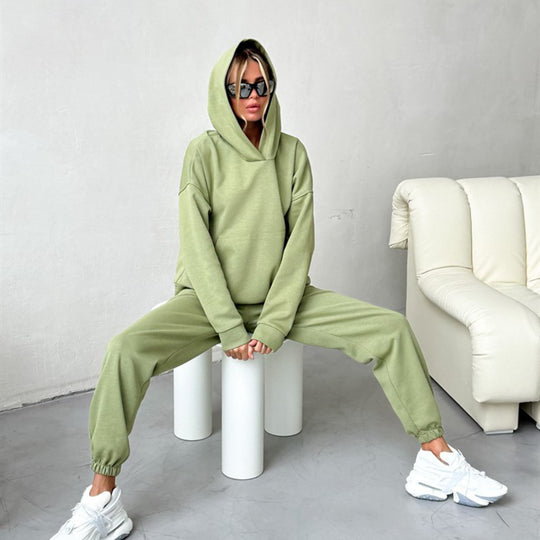 Damen Bequemes Hoodie-Trainingsanzug-Set mit elastischen Bündchen Heidi-Mode