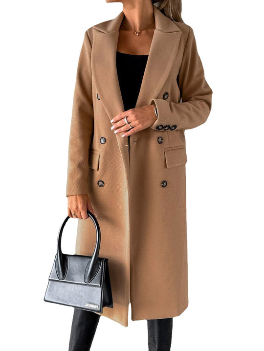 Damen Wintermantel im eleganten Schnitt mit doppelter Knopfreihe und tiefen Taschen Heidi-Mode