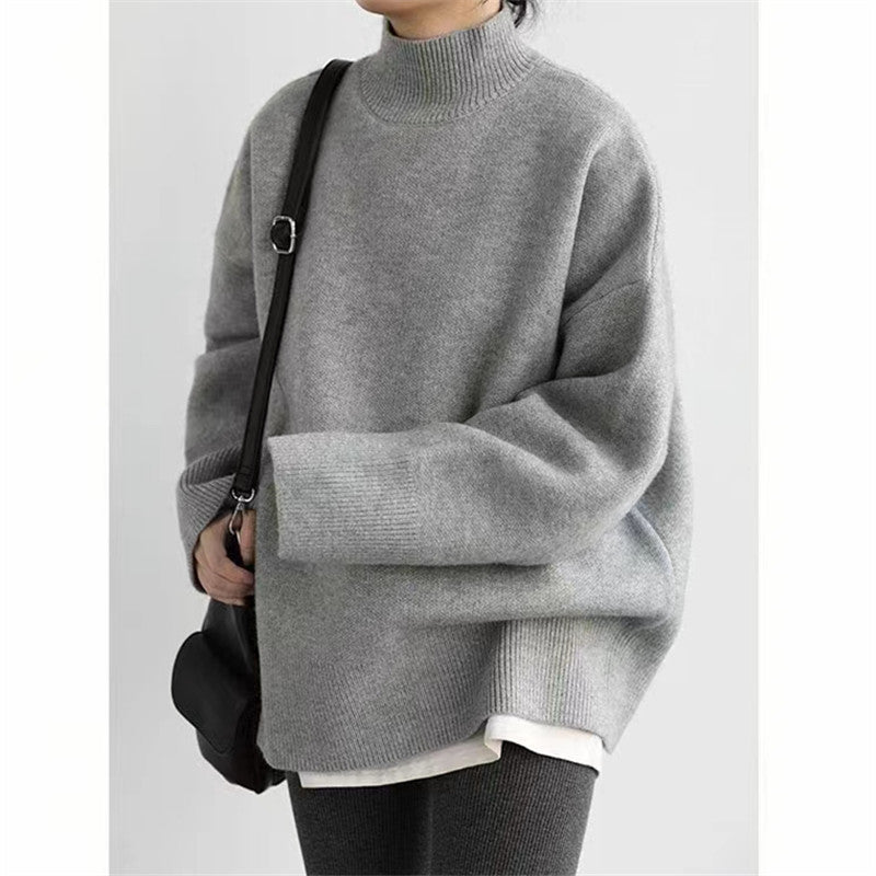 Damen Hochwertiger Rollkragenpullover mit oversized Schnitt und eleganten Ärmelabschlüssen Heidi-Mode