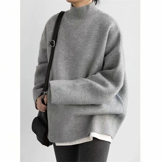 Damen Hochwertiger Rollkragenpullover mit oversized Schnitt und eleganten Ärmelabschlüssen Heidi-Mode