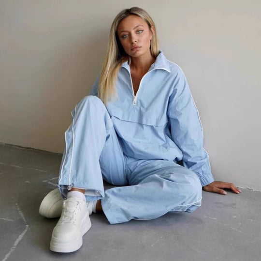 Damen modische Windbreaker Jacke mit hochstehendem Kragen und elastischen Ärmeln Heidi-Mode