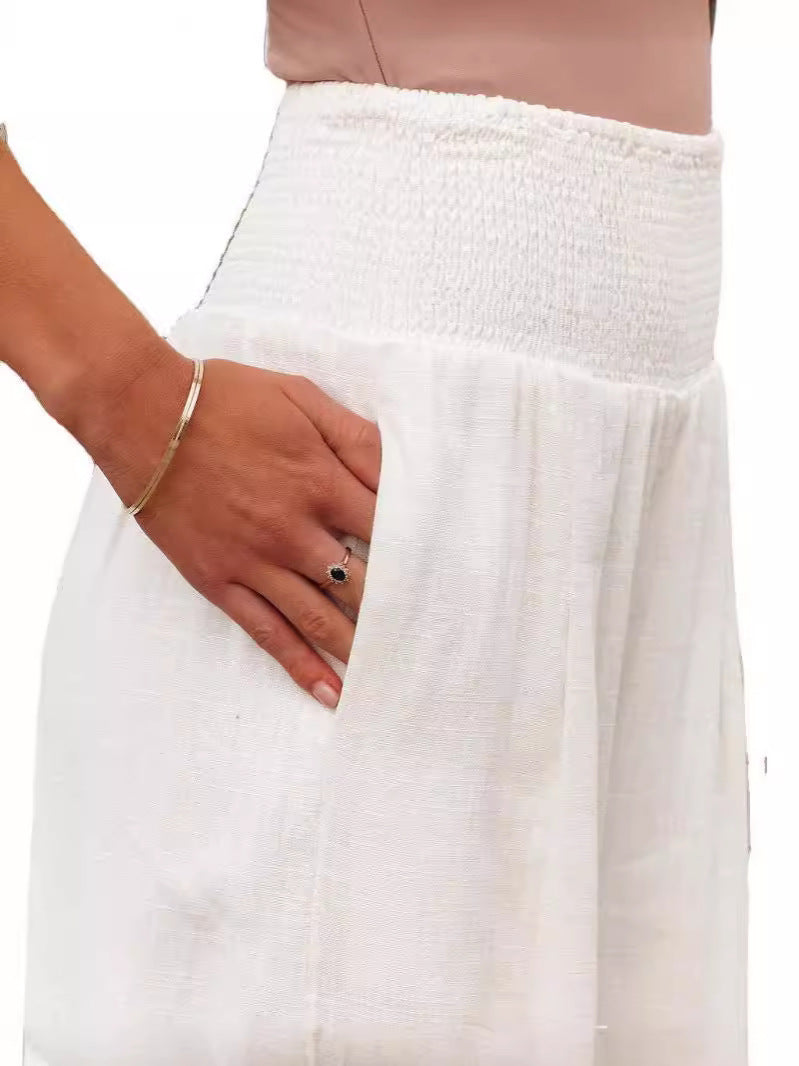 Damen Weit geschnittene Sommerhose mit elastischem Bund und luftiger Passform Heidi-Mode