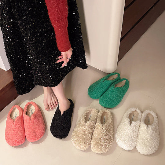 Damen Flauschige Hausschuhe mit rutschfester Sohle und weichem Innenfutter Heidi-Mode
