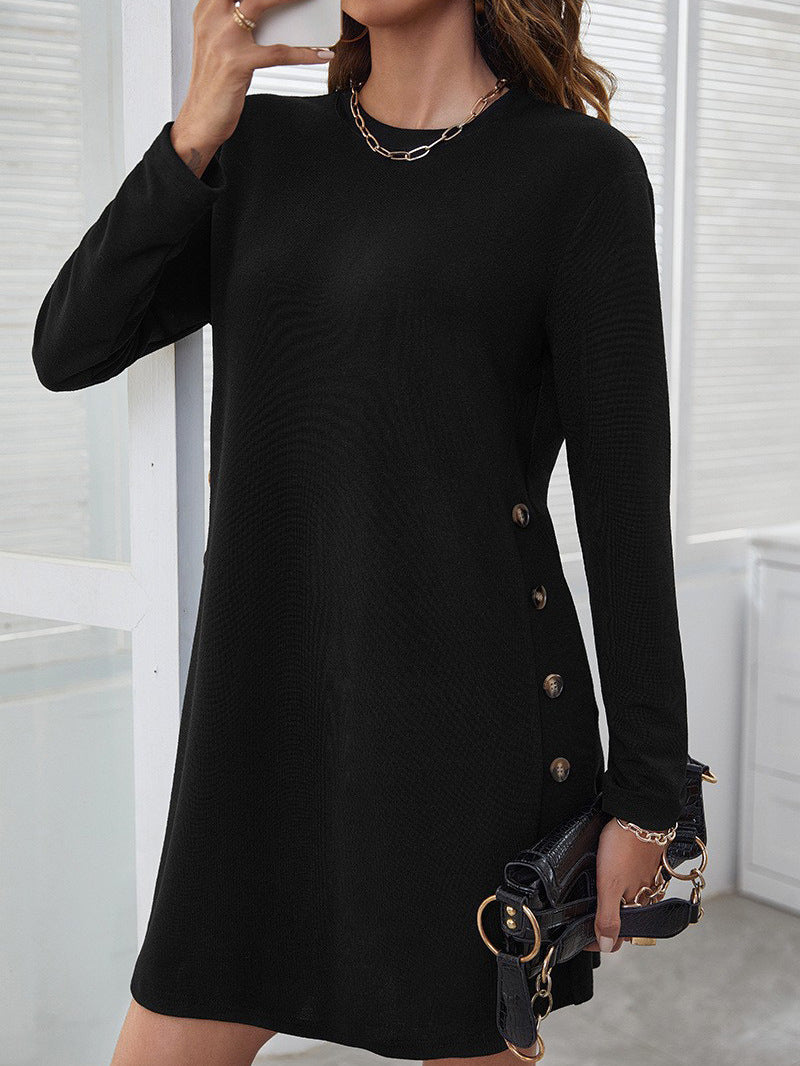 Damen Freizeitkleid mit eleganten Knopfdetails und lässigem Schnitt Heidi-Mode
