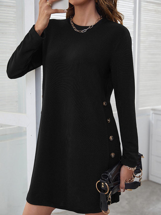 Damen Freizeitkleid mit eleganten Knopfdetails und lässigem Schnitt Heidi-Mode