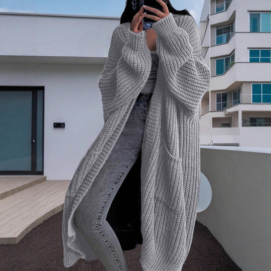 Damen Großer Strickcardigan mit lässiger Passform und großen Taschen Heidi-Mode