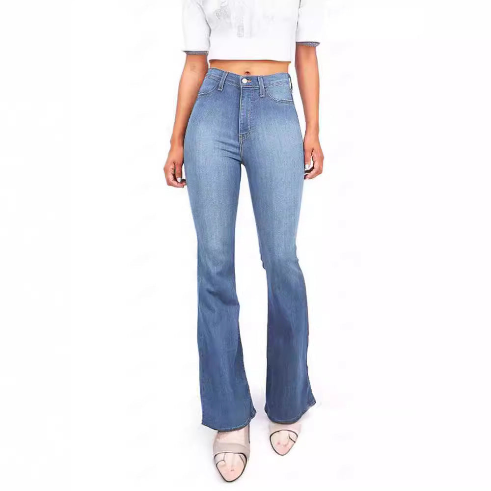 Damen Hoch taillierte Bootcut Jeans im eleganten zeitlosen Stil Heidi-Mode