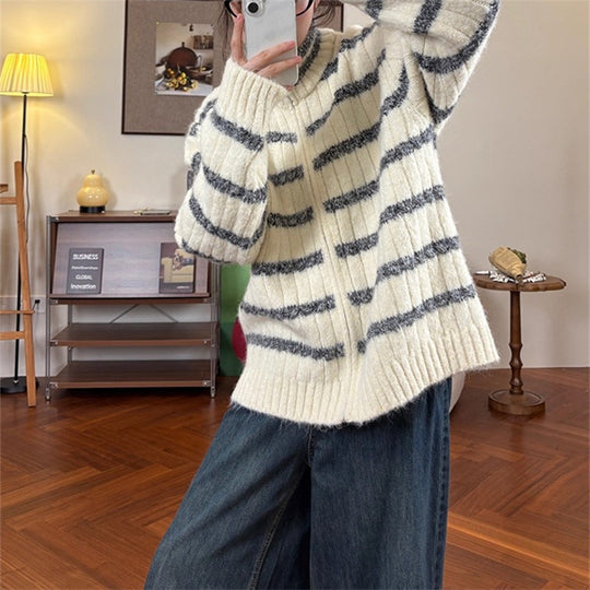 Damen Strickpullover mit hohem Kragen Heidi-Mode