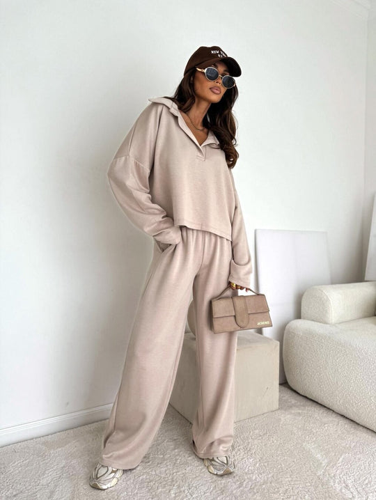 Damen lässiger Poloshirt-Jumpsuit mit Hohem Kragen und lockerem Schnitt Heidi-Mode