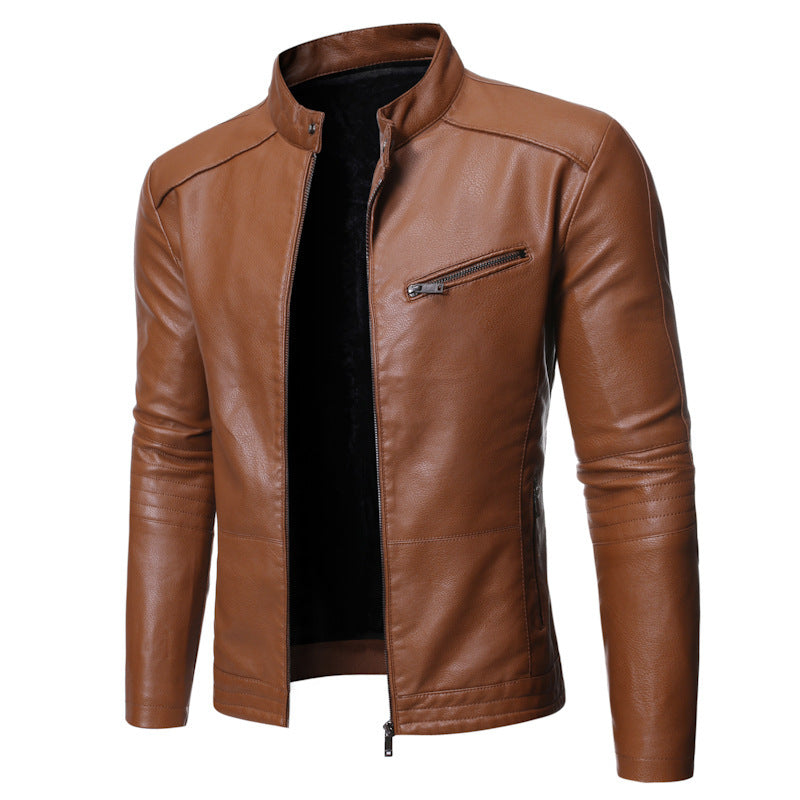 Herren elegante Motorradjacke mit modernem Stehkragen Heidi-Mode