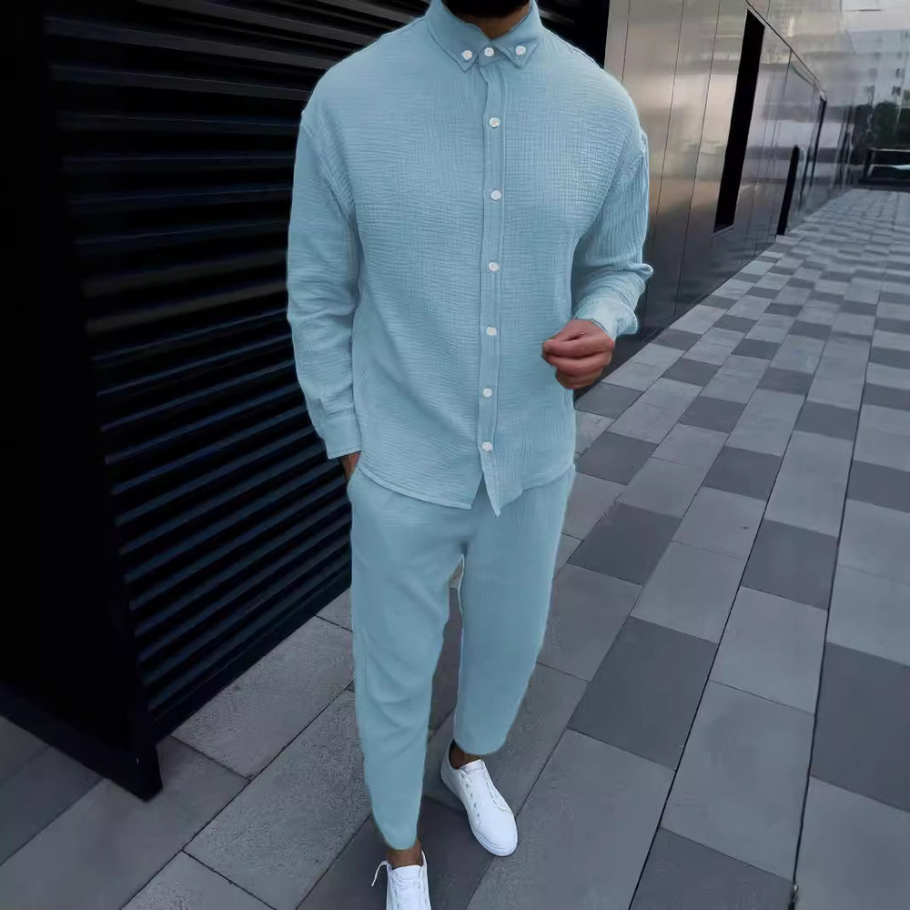 Herren Freizeithemd mit strukturiertem Stoff und elegantem Kragen Heidi-Mode