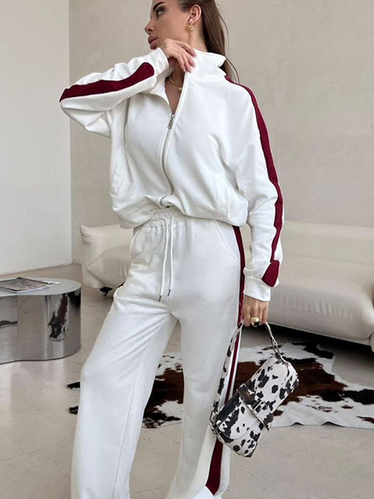 Damen sportlicher Fleece-Jogginganzug mit elastischem Bund und praktischen Taschen Heidi-Mode