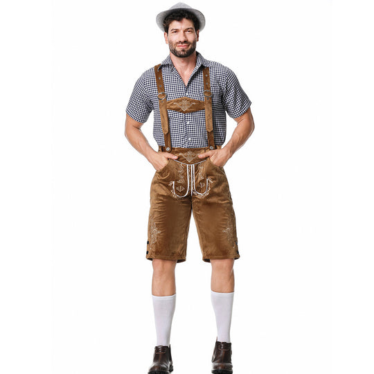 Herren Trachtenbermuda mit kunstvoller Stickerei und verstellbaren Hosenträgern Heidi