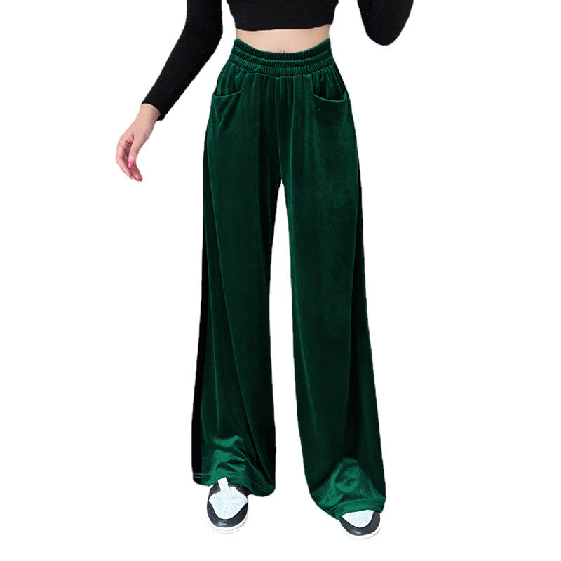 Damen Weite Samt-Hose mit elastischem Bund und praktischen Taschen Heidi-Mode