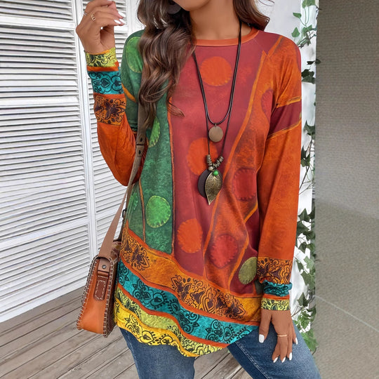 Damen Kunstvoll gestaltetes Langarmshirt Heidi-Mode