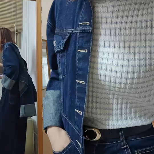 Damen cropped Denimjacke mit strukturiertem Schnitt Heidi-Mode