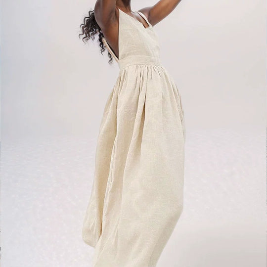 Damen Maxikleid mit schmalen Spaghettiträgern und fließendem Schnitt Heidi-Mode