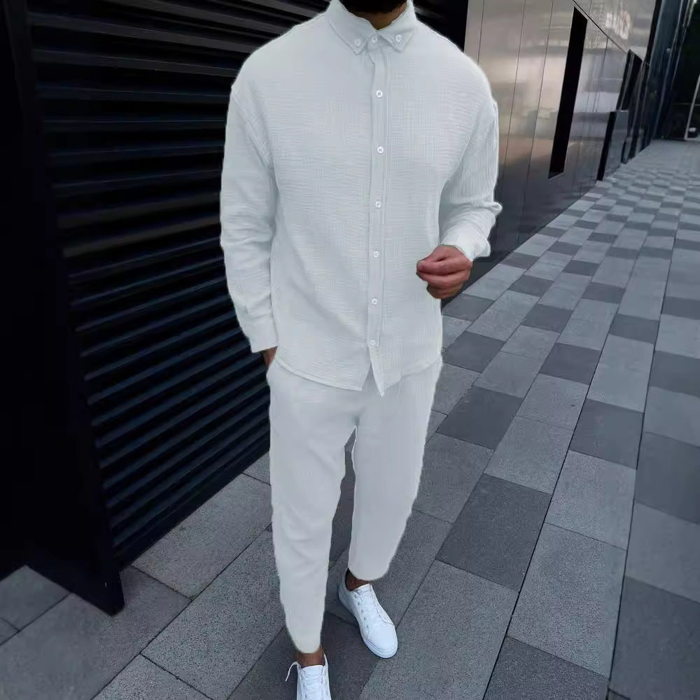Herren Freizeithemd mit strukturiertem Stoff und elegantem Kragen Heidi-Mode