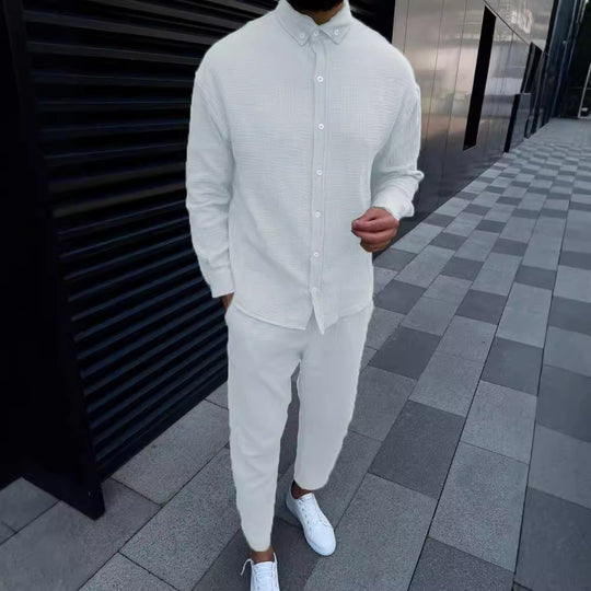 Herren Freizeithemd mit strukturiertem Stoff und elegantem Kragen Heidi-Mode