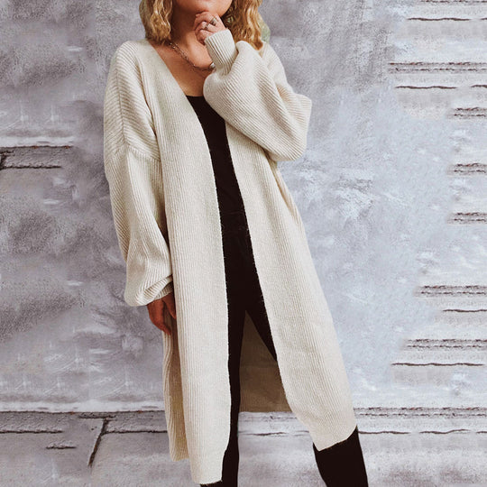 Damen lässiger Strickcardigan mit lässigen Oversize-Ärmeln und offenem Schnitt Heidi-Mode