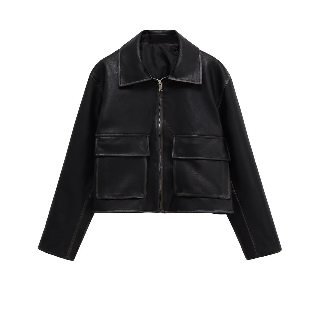 Damen Kurzgeschnittene jacke mit Taschen Heidi-Mode