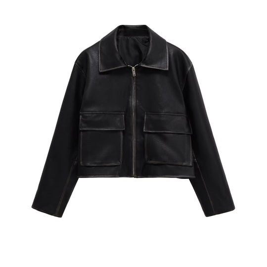 Damen Kurzgeschnittene jacke mit Taschen Heidi-Mode