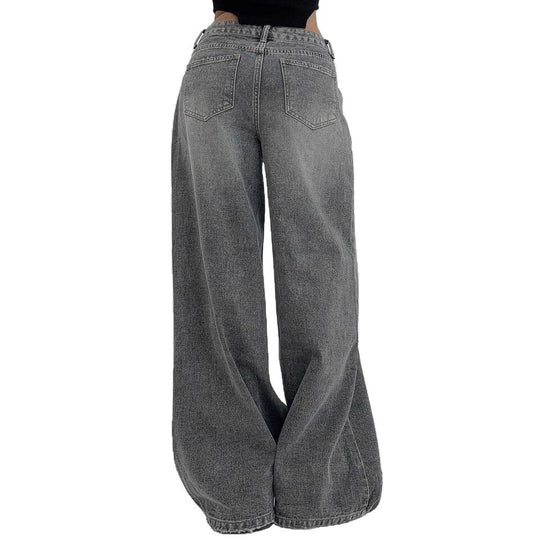 Damen Weite Jeans im lässigen Schnitt mit hohem Bund und modischen Steppnähten Heidi-Mode