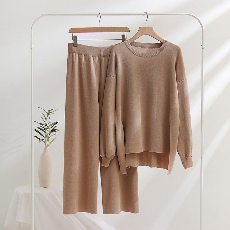 Damen lässiges Strickoberteil und Hose Set Heidi-Mode