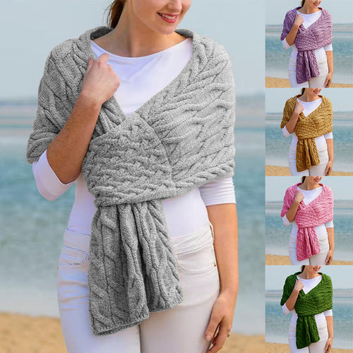 Damen Strickschal mit modernem Zopfmuster und vielseitigem Tragekomfort Heidi-Mode