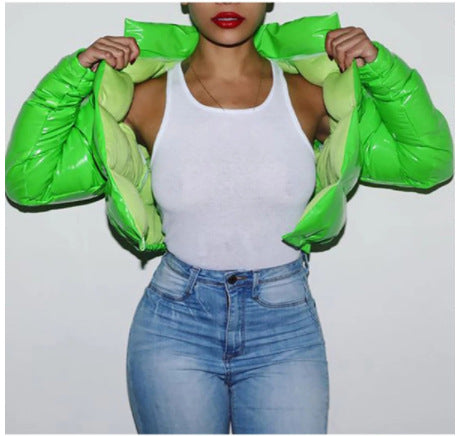 Damen modische kurze Steppjacke mit glänzendem Finish Heidi-Mode