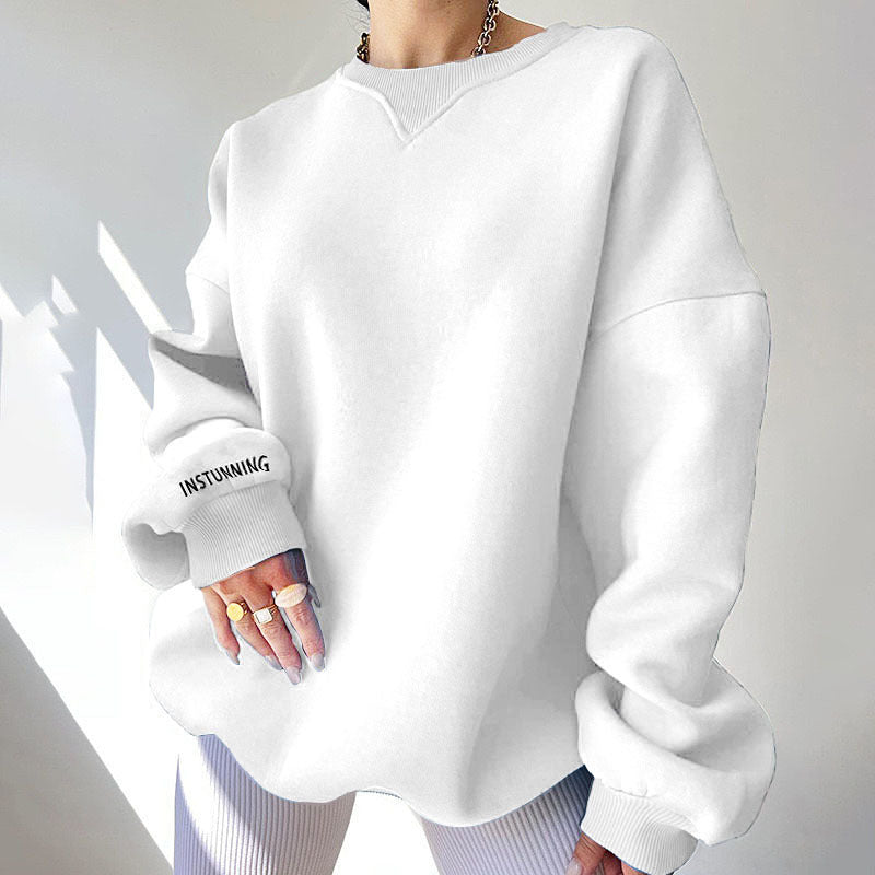 Damen lässiger Oversized Sweatshirt mit Raglanärmeln und besonderen Detailnähten Heidi-Mode